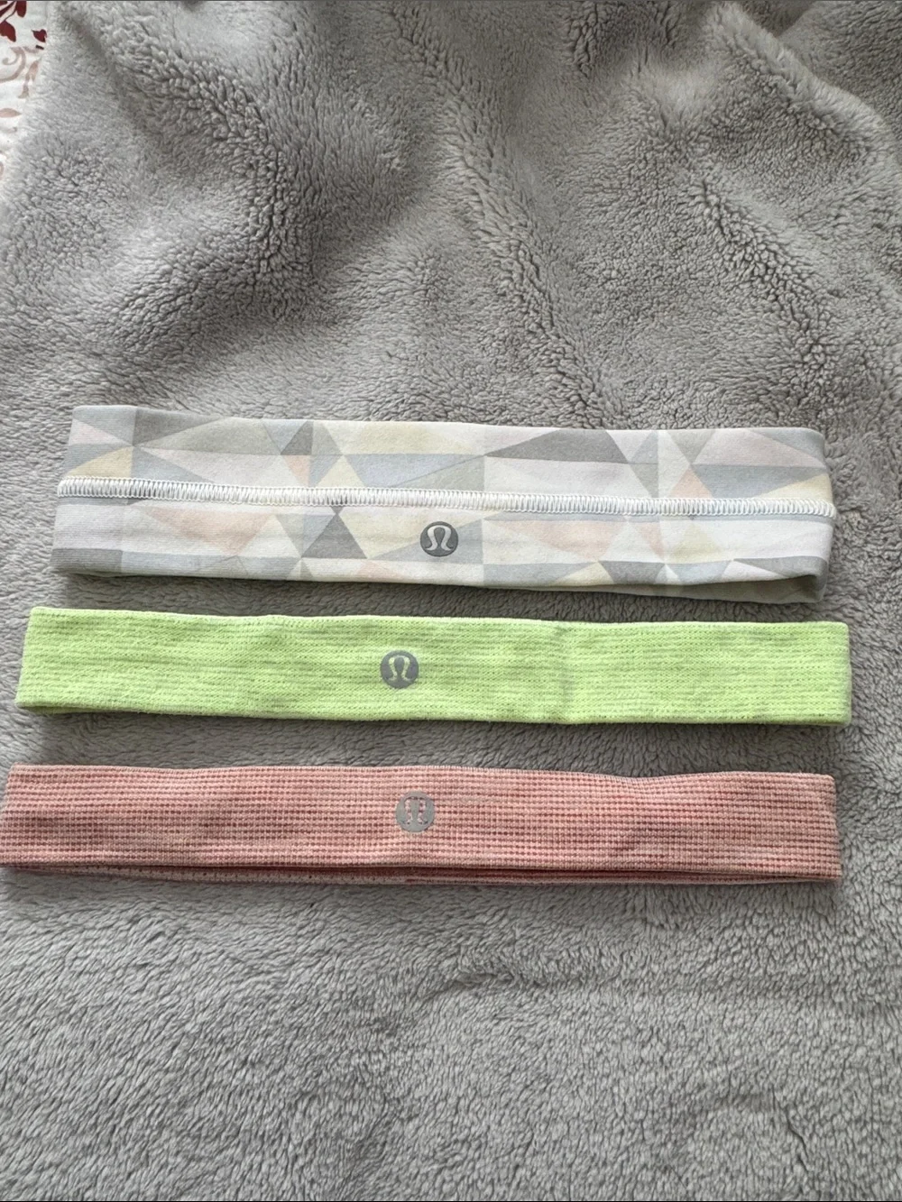 lululemon athletica Trio Pack: Geometric Gray, Lime Green & Dusty Pink Headbands